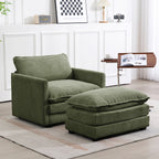 Canapé d'angle en velours côtelé avec poufs amovibles et coussins ultra-doux pour salon et chambre