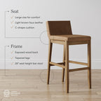 Tabouret de bar moderne Gracie, chaise rembourrée en tissu bouclé et pieds en bois brossé