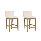 Tabouret de bar moderne Gracie, chaise rembourrée en tissu bouclé et pieds en bois brossé
