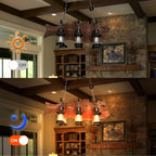 Lustre de plafond en bois brun de style industriel campagnard pour cuisine