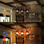 Lustre de plafond en bois brun de style industriel campagnard pour cuisine
