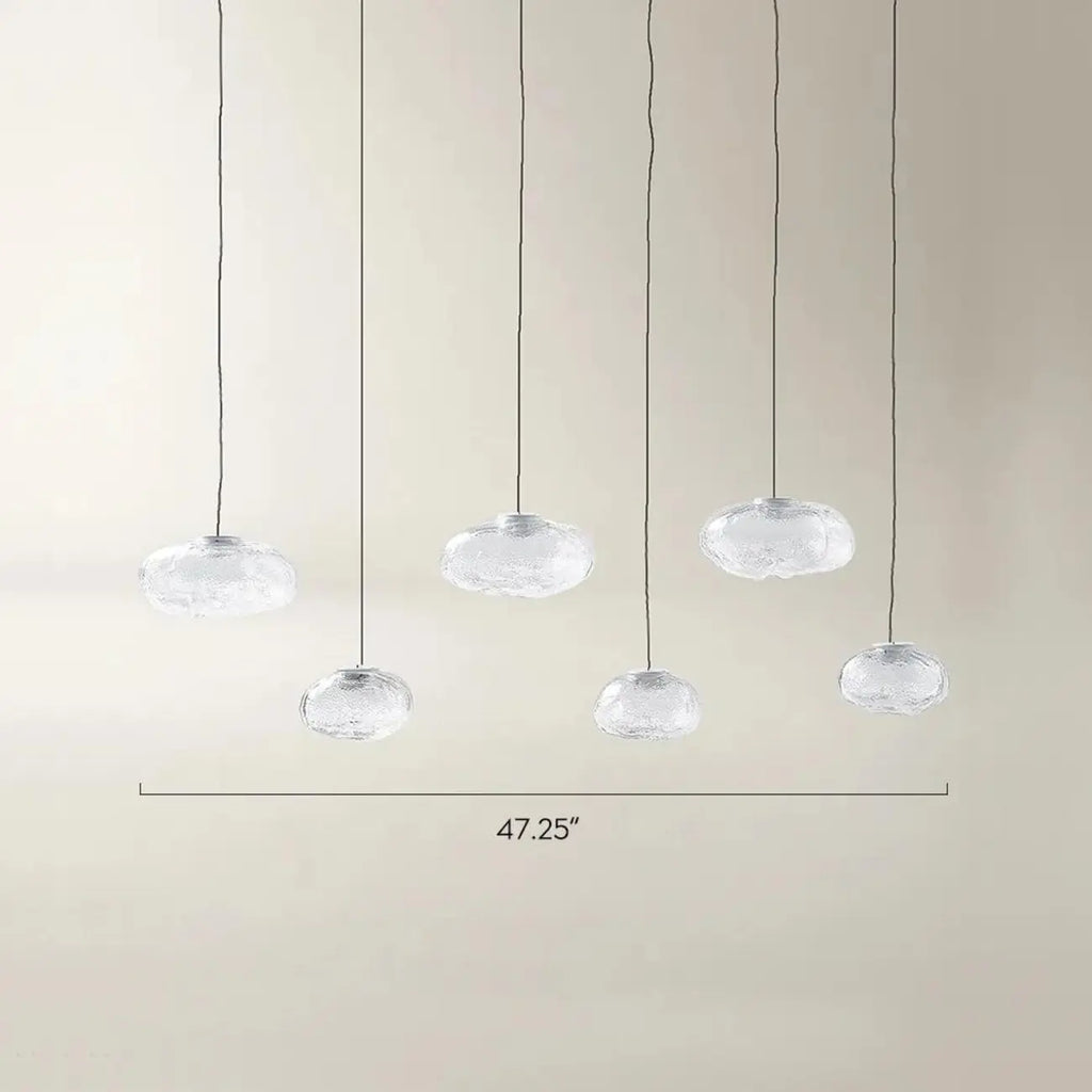 Lustre moderne en verre et LED pour îlot de cuisine