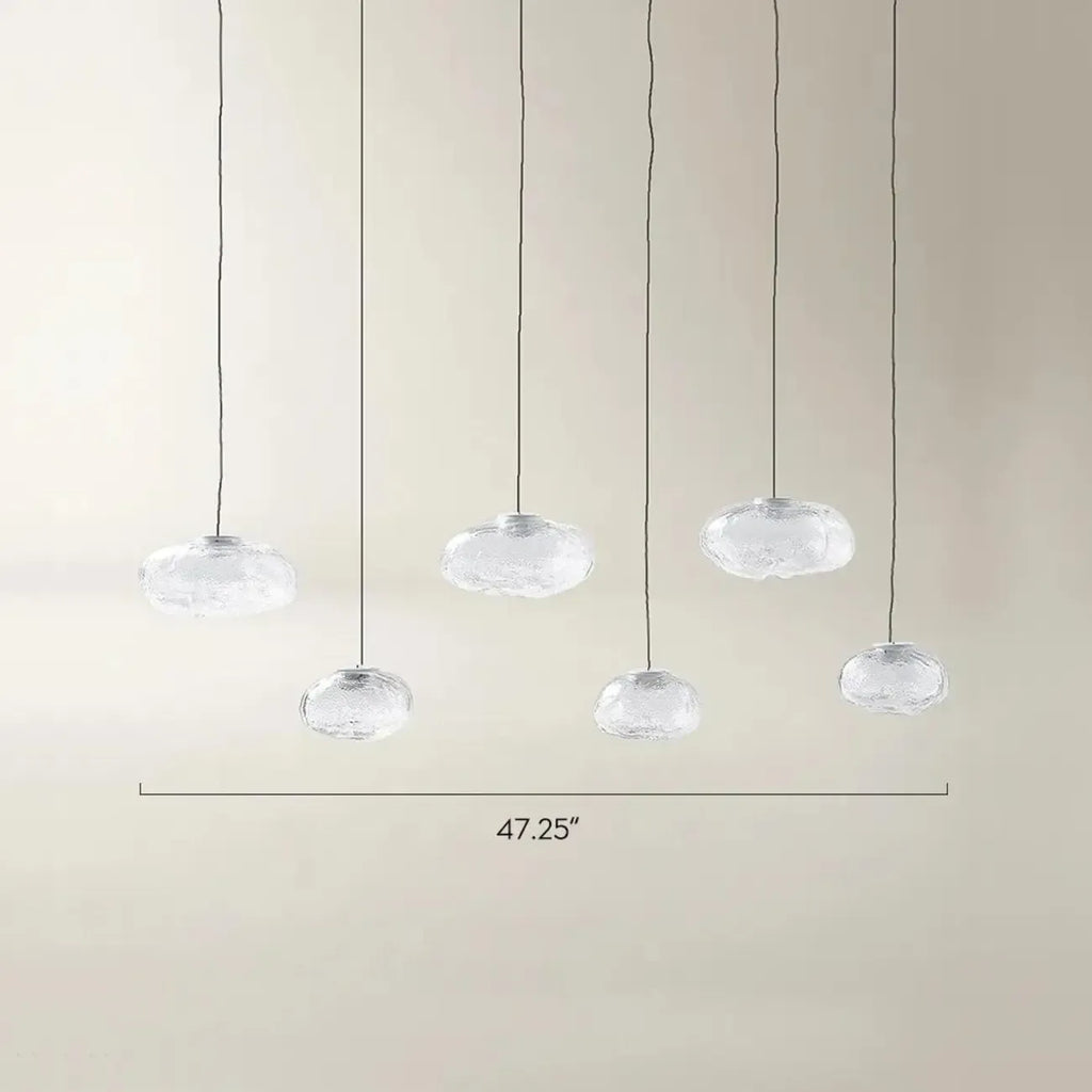 Lustre moderne en verre et LED pour îlot de cuisine