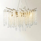 Lustre moderne à six lumières en cristal et perles, style branches