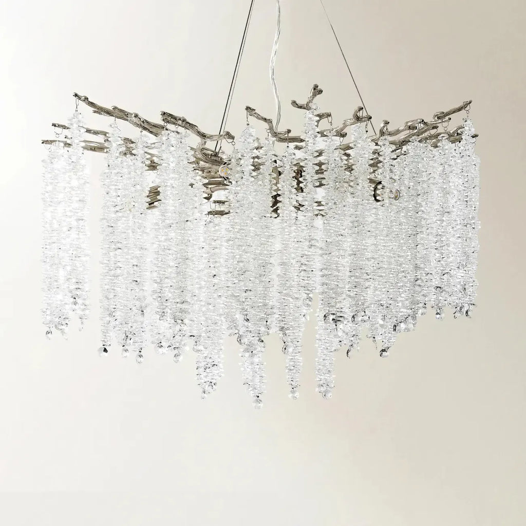 Lustre moderne à six lumières en cristal et perles, style branches