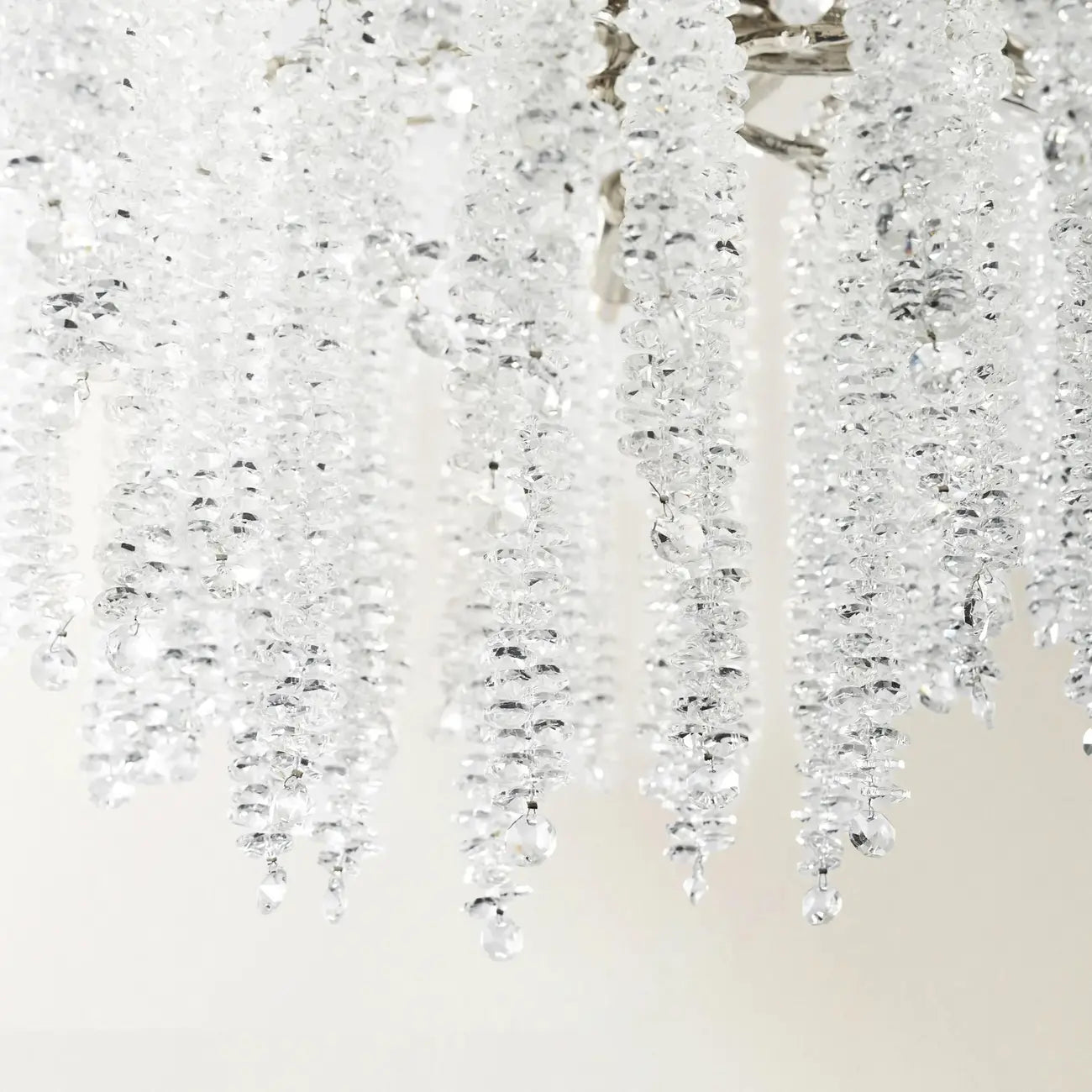 Lustre moderne à six lumières en cristal et perles, style branches