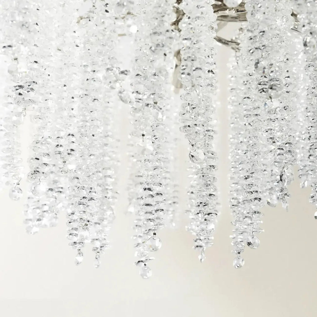 Lustre moderne à six lumières en cristal et perles, style branches