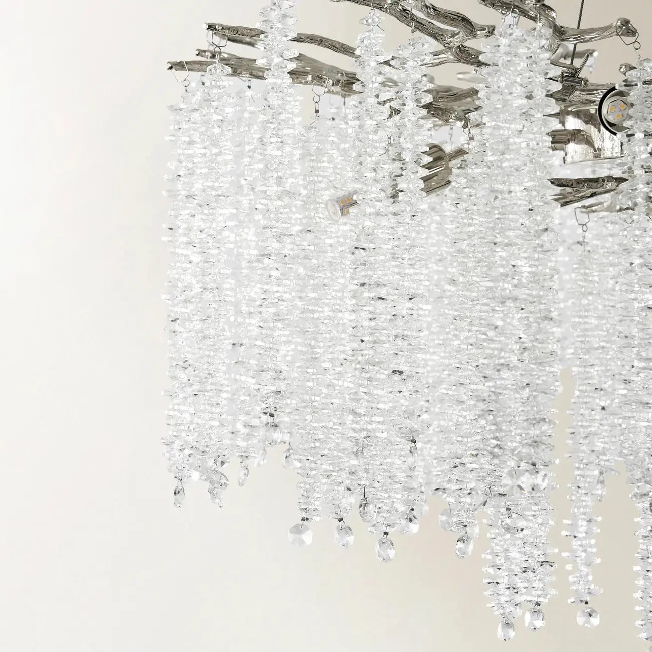 Lustre moderne à six lumières en cristal et perles, style branches