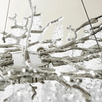 Lustre moderne à six lumières en cristal et perles, style branches