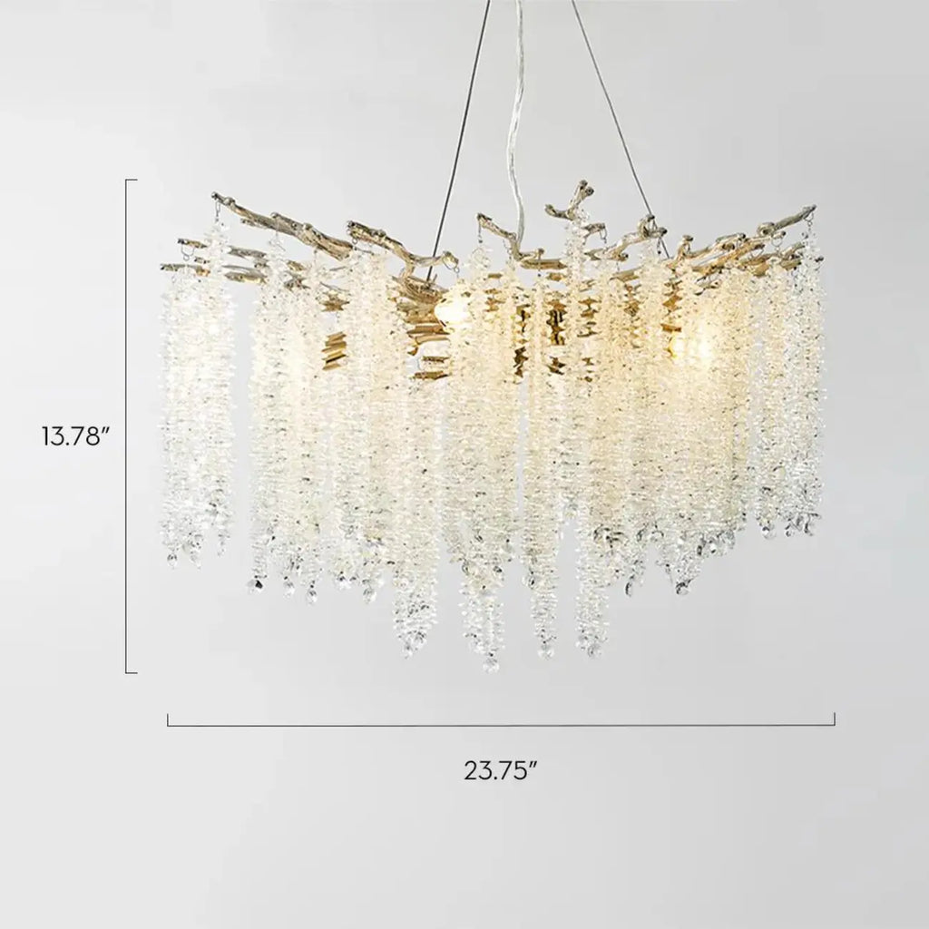 Lustre moderne à six lumières en cristal et perles, style branches