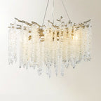 Lustre moderne à six lumières en cristal et perles, style branches