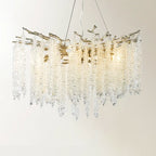Lustre moderne à six lumières en cristal et perles, style branches