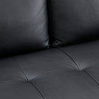 Canapé moderne en cuir véritable avec pieds en bois et coussin cylindrique supplémentaire