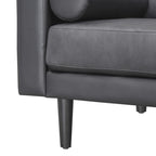 Canapé moderne en cuir véritable avec pieds en bois et coussin cylindrique supplémentaire