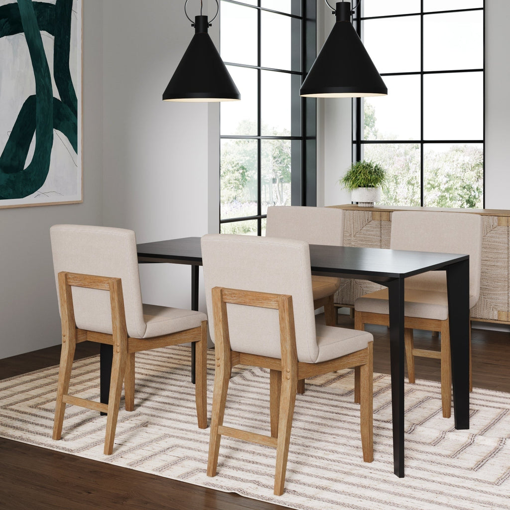 Tabouret de bar moderne Gracie, chaise rembourrée en tissu bouclé et pieds en bois brossé