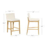 Tabouret de bar moderne Gracie, chaise rembourrée en tissu bouclé et pieds en bois brossé