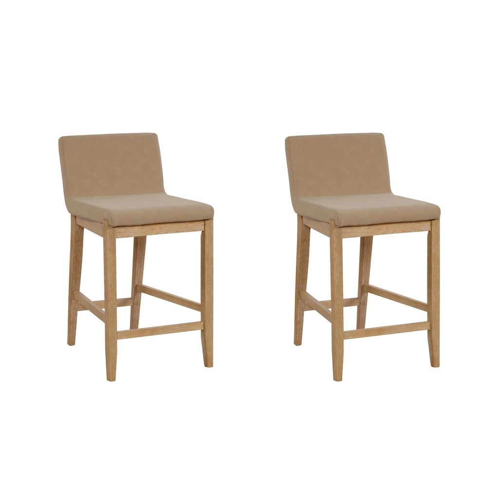 Tabouret de bar moderne Gracie, chaise rembourrée en tissu bouclé et pieds en bois brossé