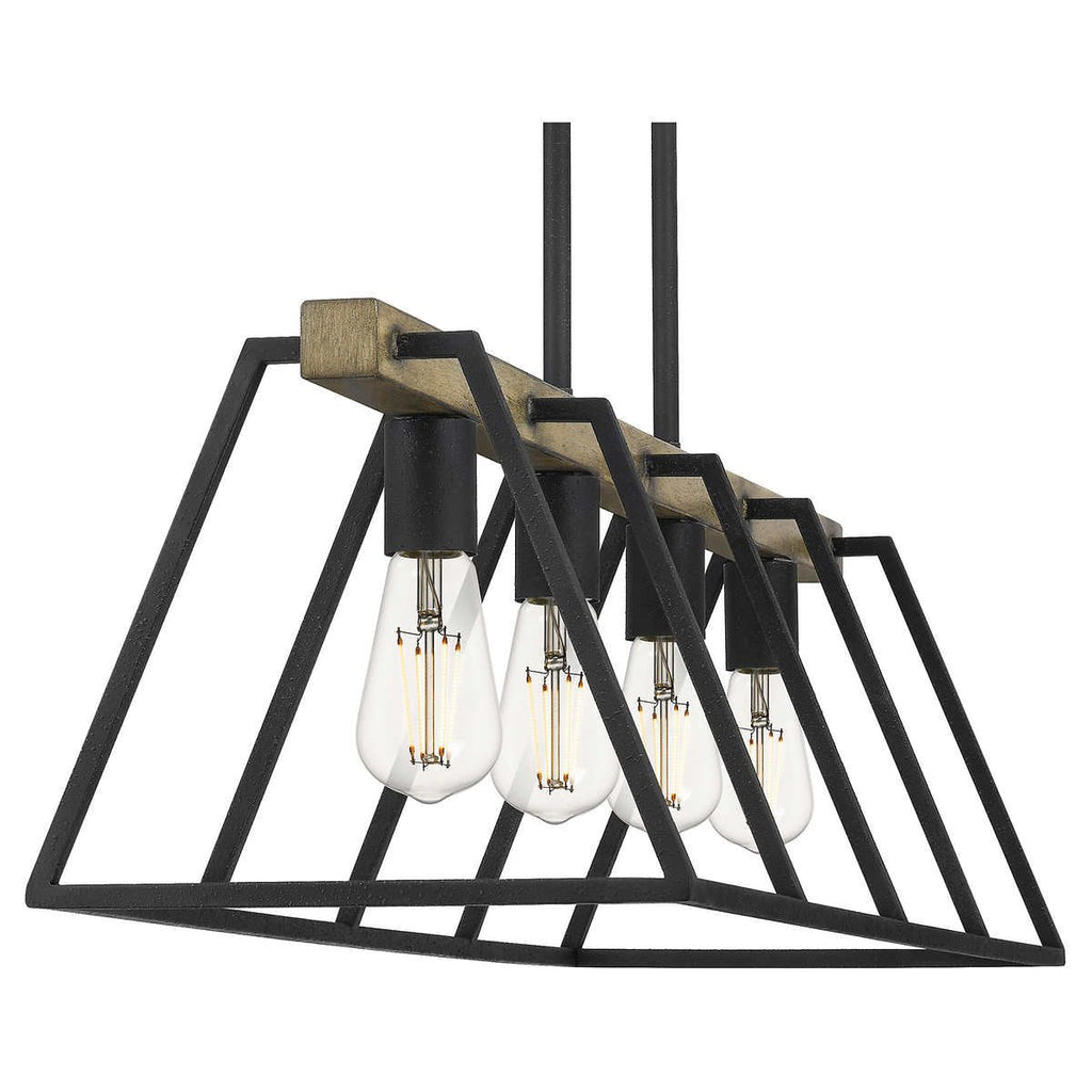 Lustre linéaire à 4 lumières Ashley Harbour Lighting Houston 34, style ferme moderne, pour îlot central.