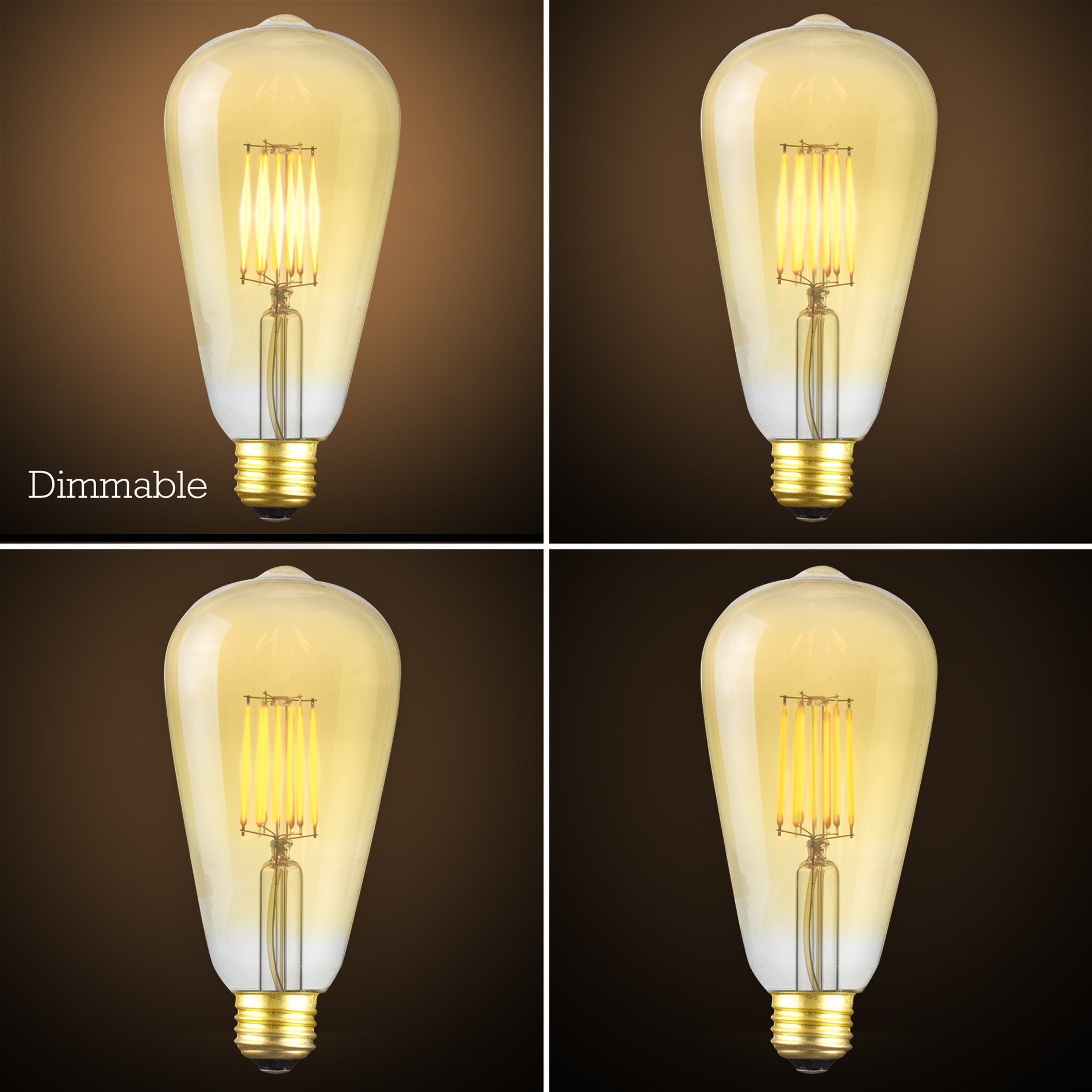 LED Dimmerabile 7W (equivalente a 50W) Vintage Filamento Edison, Bianco Caldo 2200K, Forma Antica ST21