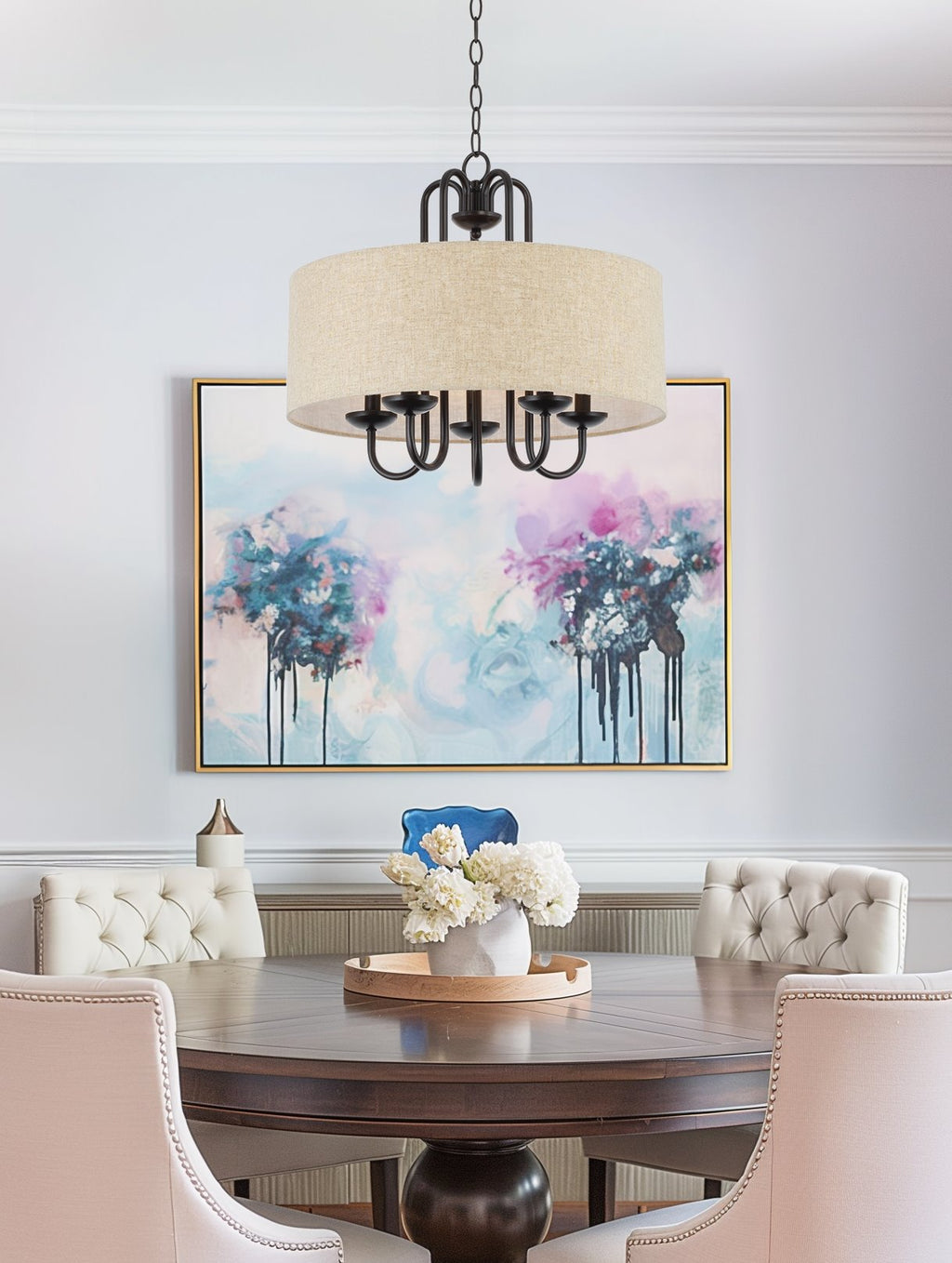 Lustre tambour moderne Gwenyth 20 à 5 lumières