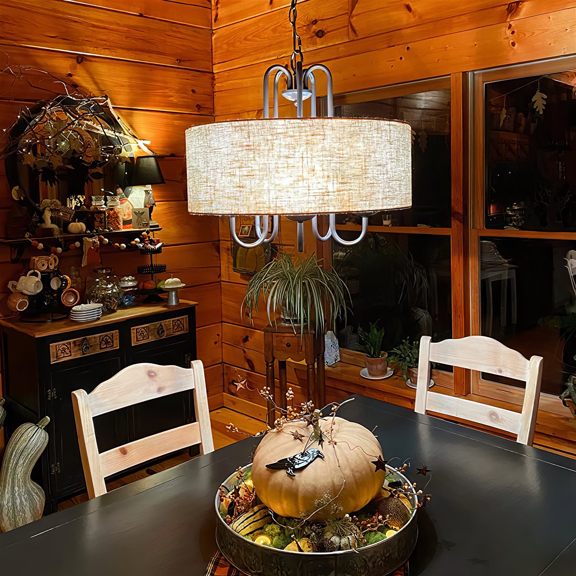 Lustre tambour moderne Gwenyth 20 à 5 lumières