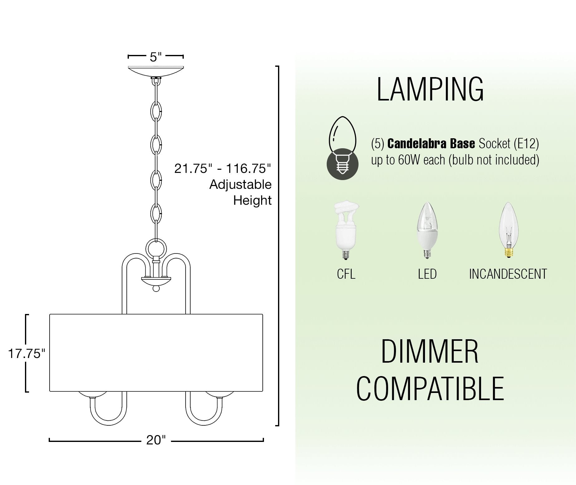 Lustre tambour moderne Gwenyth 20 à 5 lumières