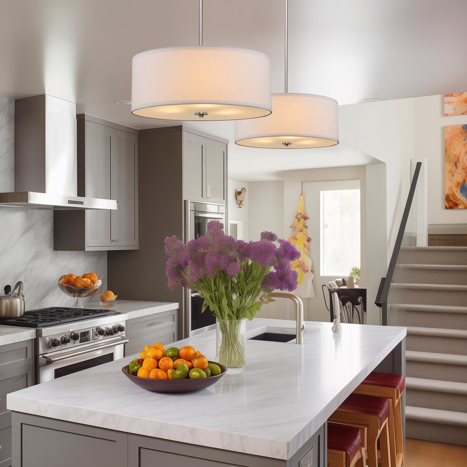 Lustre suspendu Nolan 18 Classic à 3 lumières en forme de tambour