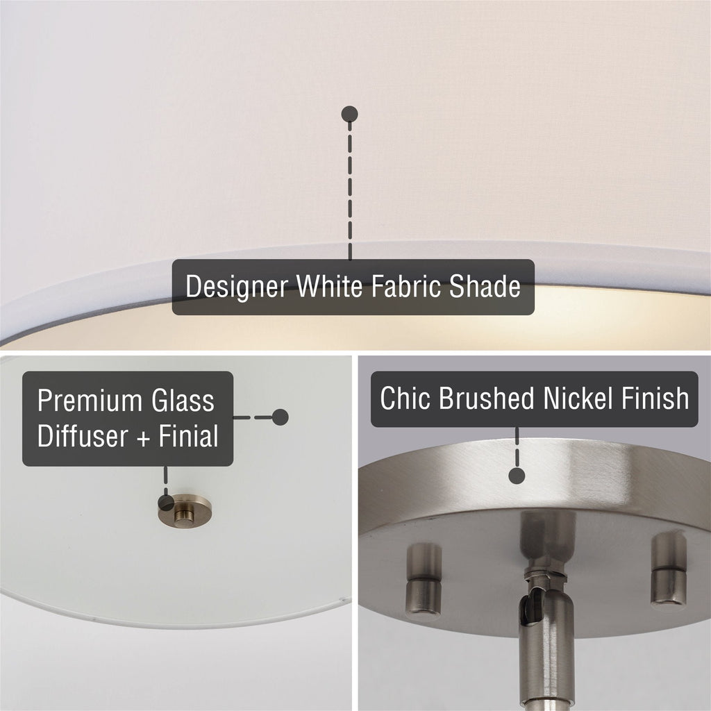 Lustre suspendu Nolan 18 Classic à 3 lumières en forme de tambour