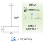 Lustre suspendu Nolan 18 Classic à 3 lumières en forme de tambour