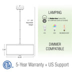 Lustre suspendu Nolan 18 Classic à 3 lumières en forme de tambour