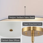 Lustre suspendu Nolan 18 Classic à 3 lumières en forme de tambour