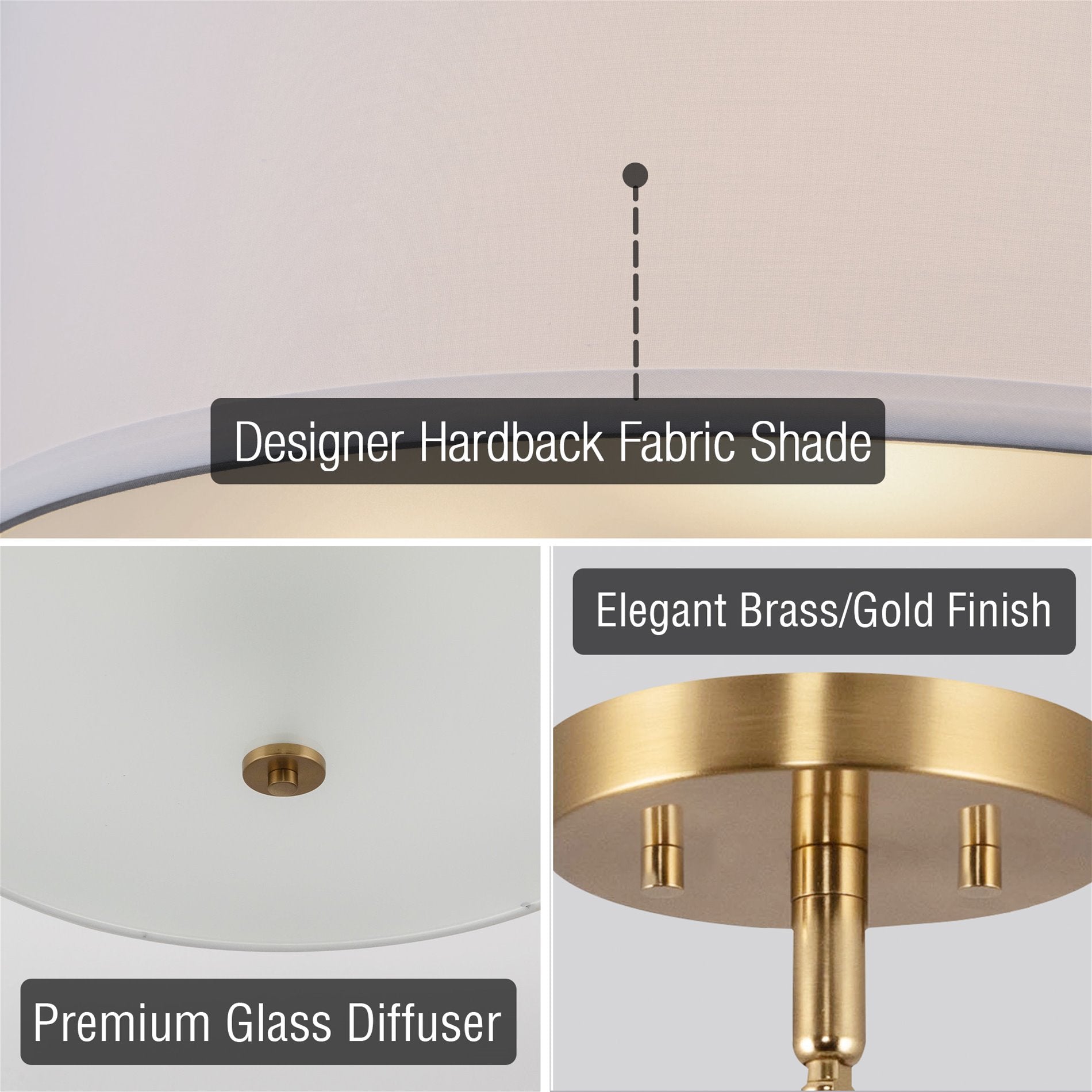 Lustre suspendu Nolan 18 Classic à 3 lumières en forme de tambour
