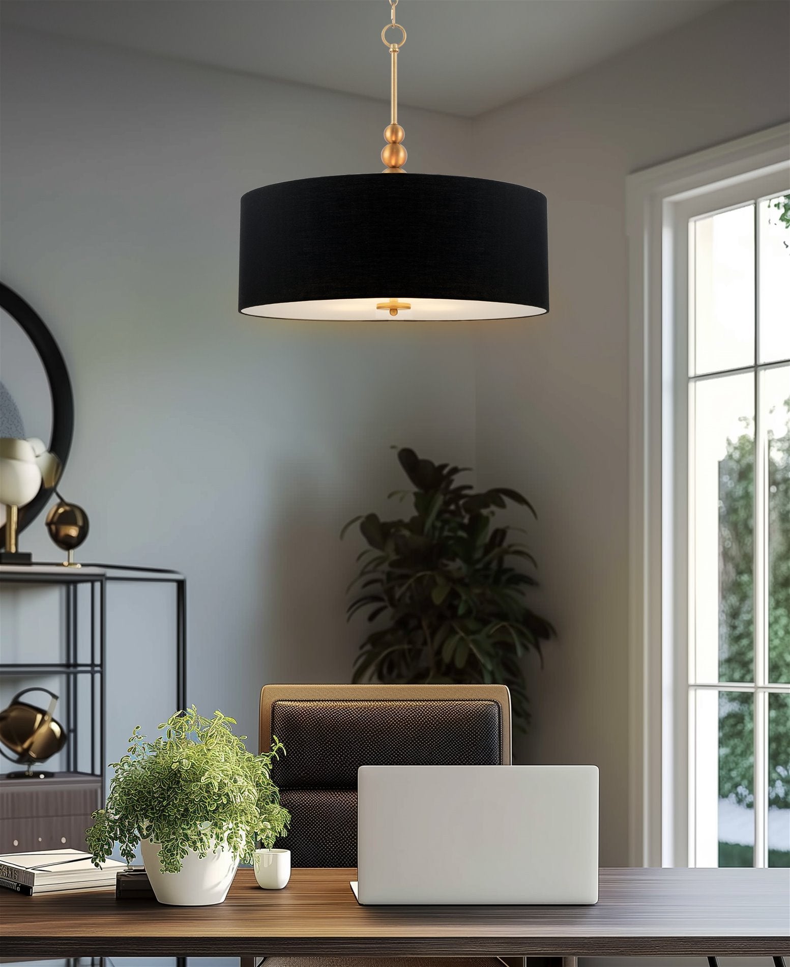 Lustre suspendu moderne Adelade 22 à 3 lumières en forme de tambour