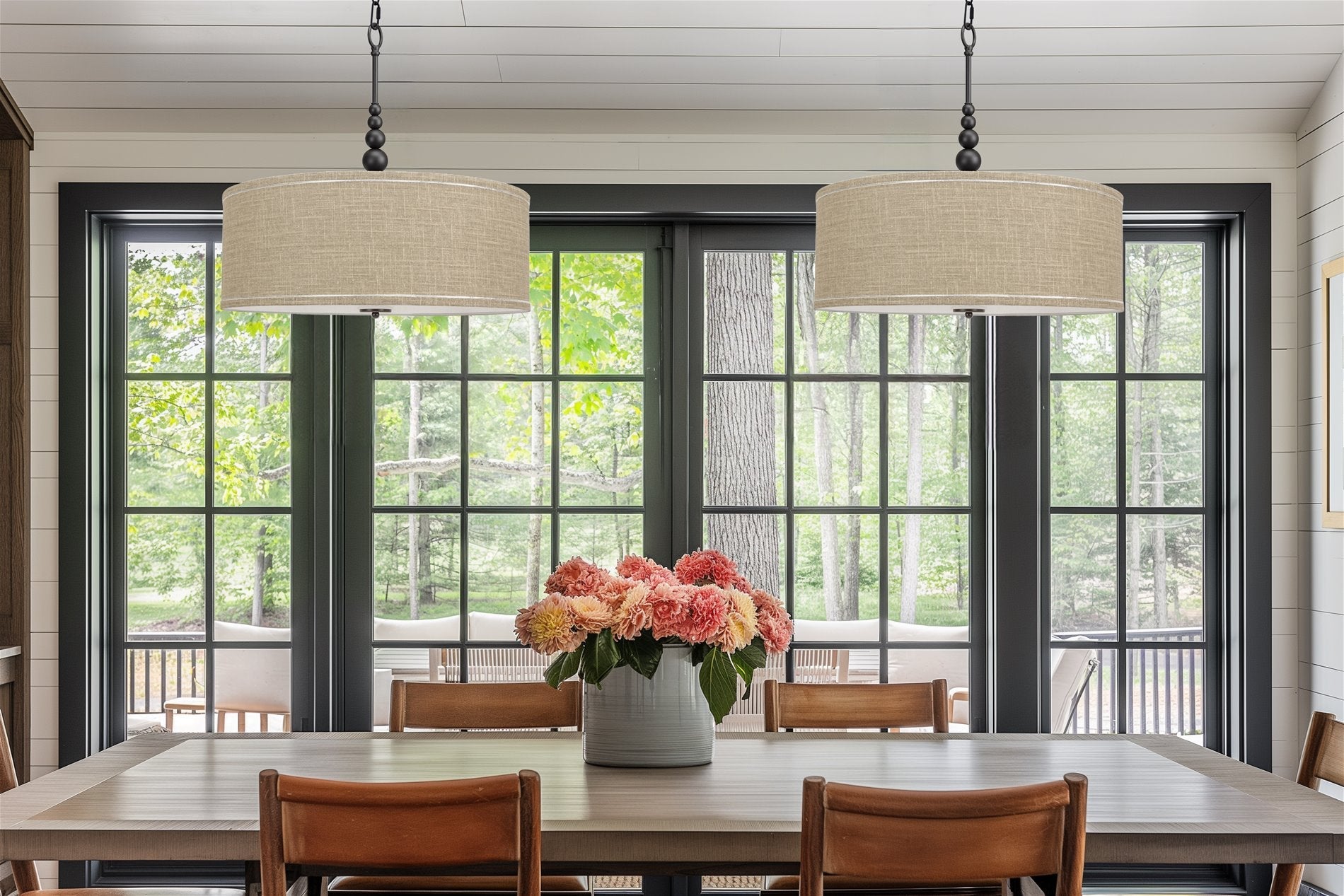 Lustre suspendu moderne Adelade 23 à 3 lumières en forme de tambour