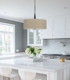 Lustre suspendu moderne Adelade 23 à 3 lumières en forme de tambour