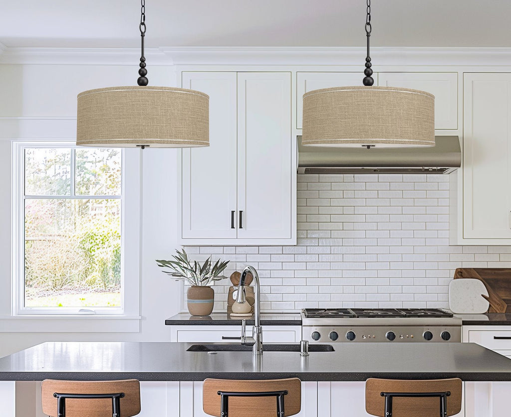 Lustre suspendu moderne Adelade 23 à 3 lumières en forme de tambour