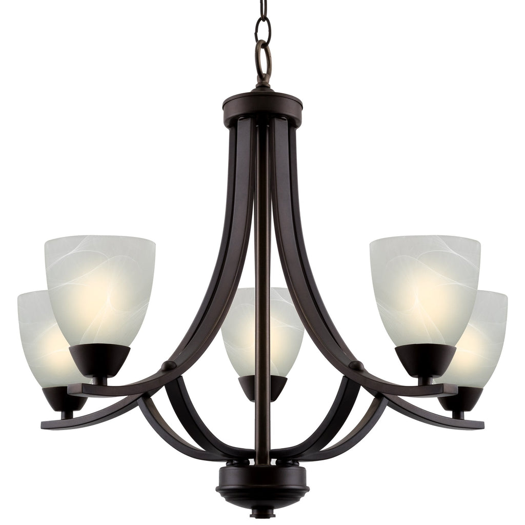 Lustre contemporain Weston 24 à 5 lumières, grand modèle
