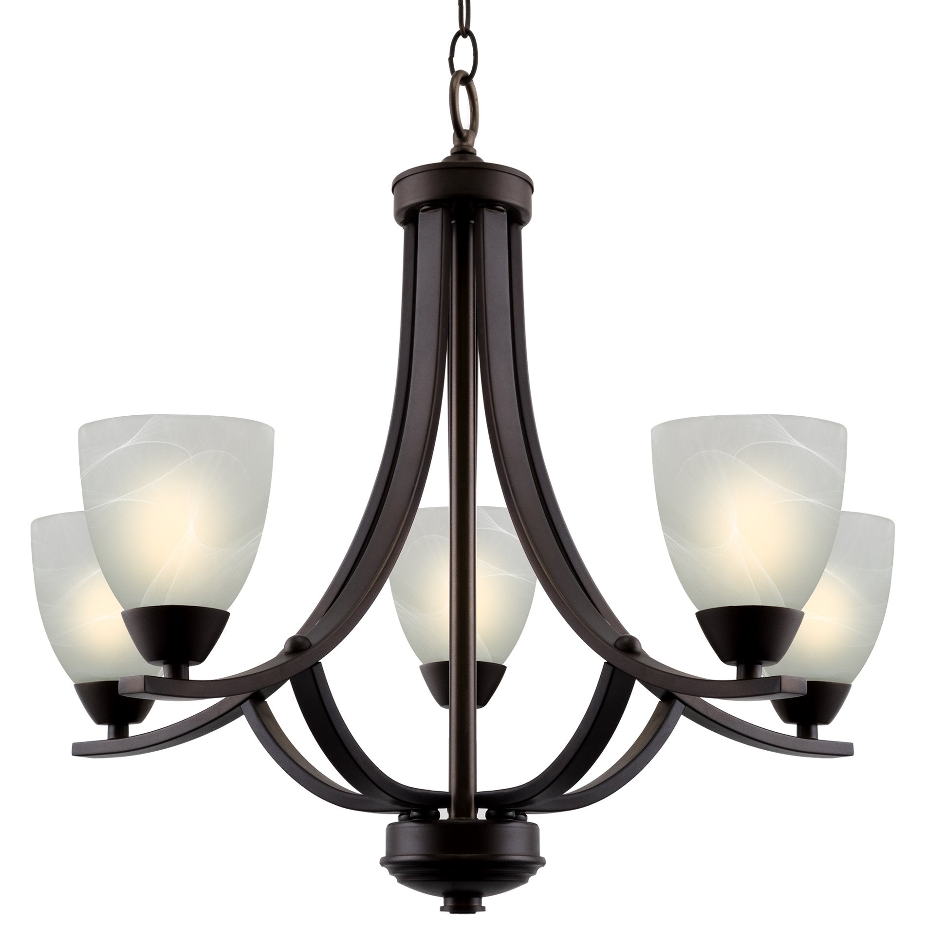 Lustre contemporain Weston 24 à 5 lumières, grand modèle