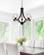 Lustre contemporain Weston 24 à 5 lumières, grand modèle