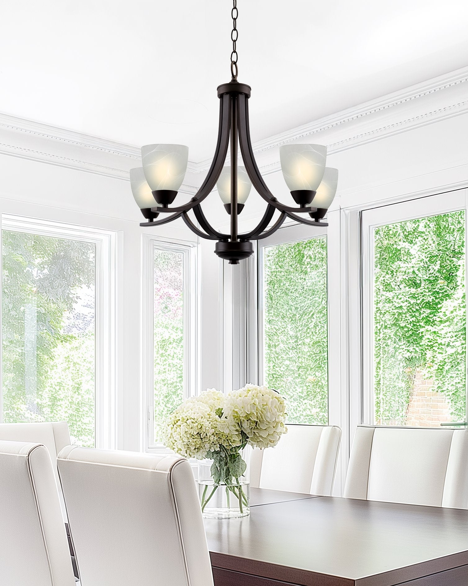 Lustre contemporain Weston 24 à 5 lumières, grand modèle