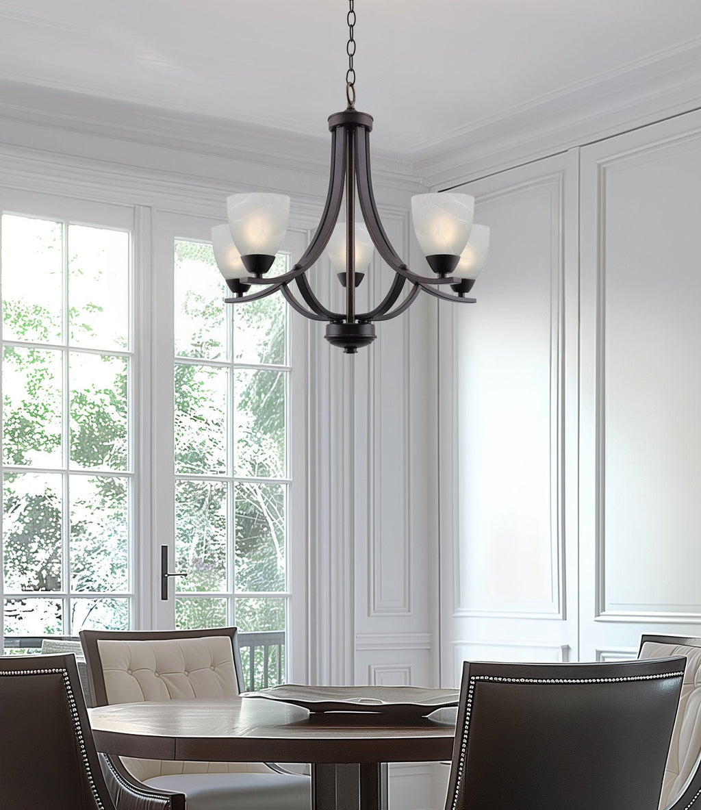 Lustre contemporain Weston 24 à 5 lumières, grand modèle