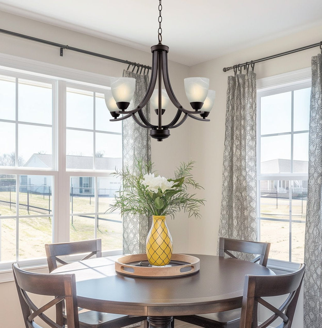 Lustre contemporain Weston 24 à 5 lumières, grand modèle