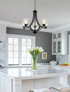 Lustre contemporain Weston 24 à 5 lumières, grand modèle