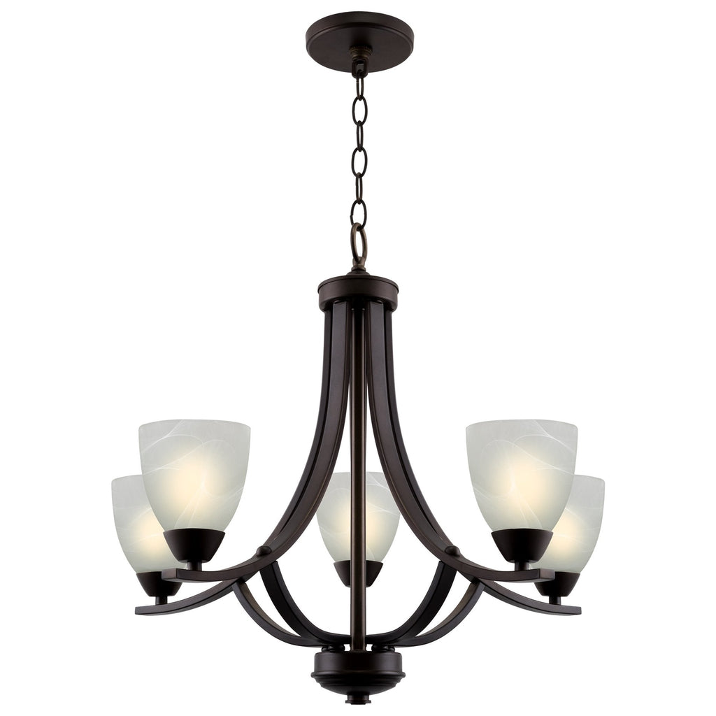 Lustre contemporain Weston 24 à 5 lumières, grand modèle