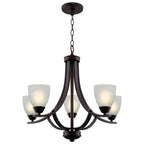 Lustre contemporain Weston 24 à 5 lumières, grand modèle