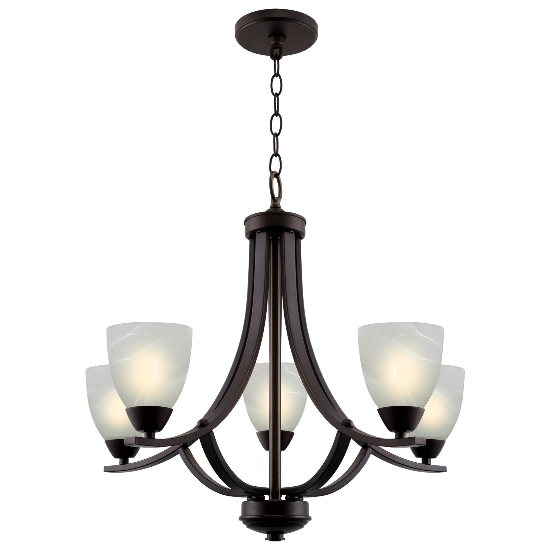 Lustre contemporain Weston 24 à 5 lumières, grand modèle