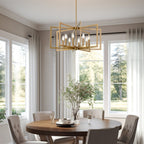 Lustre moderne géométrique à 8 lumières Kira Home Glam 27, finition laiton froid