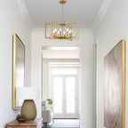 Lustre moderne géométrique à 8 lumières Kira Home Glam 27, finition laiton froid