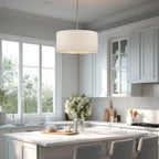 Lustre suspendu moderne Pearl 18 à 3 lumières, grand modèle tambour