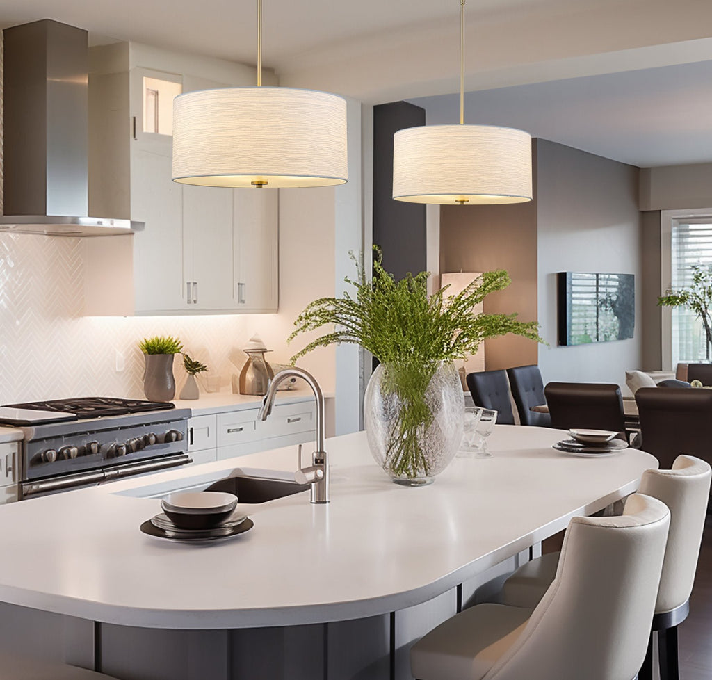 Lustre suspendu moderne Pearl 18 à 3 lumières, grand modèle tambour